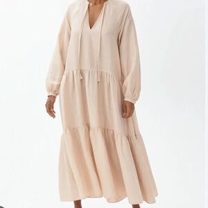 Arket beige linen tier dress